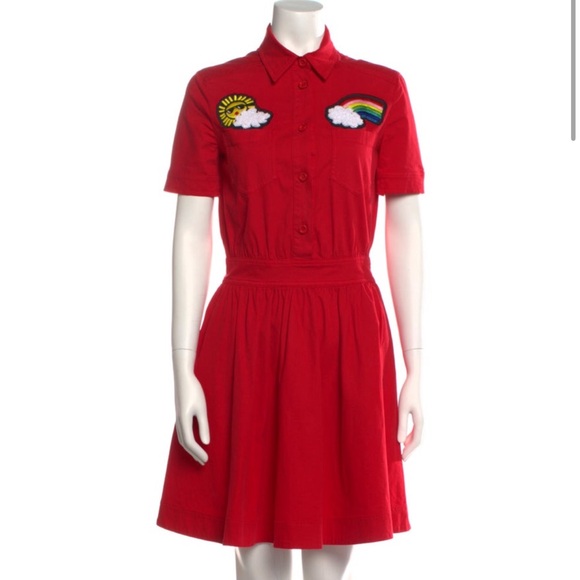 Love Moschino Dresses & Skirts - Love Moschino Red Embroidered Shirt Dress